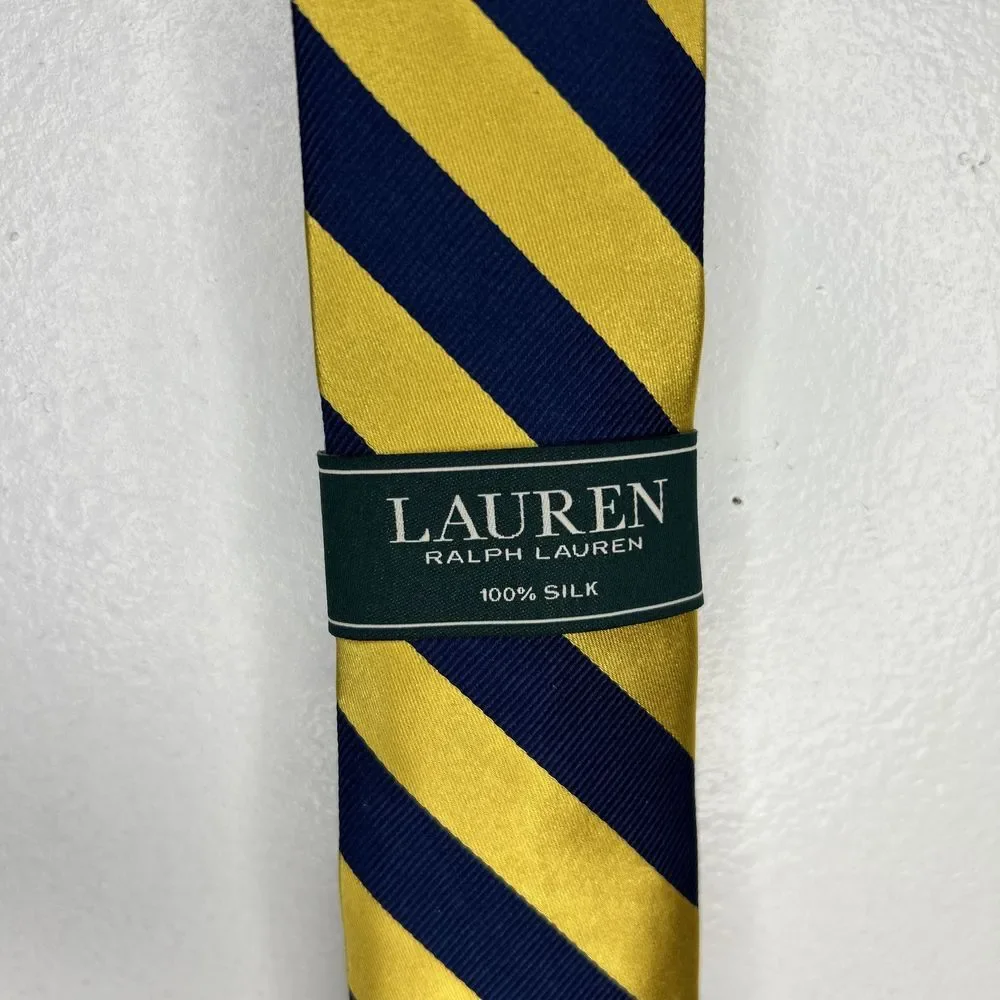 Polo Ralph Lauren Youth striped design, Silk Narrow Tie Royal Blue/Gold100% Silk